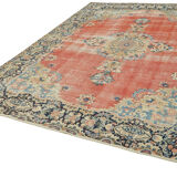Handmade oriental unique 1980s 242 cm x 338 cm beige wool carpet
