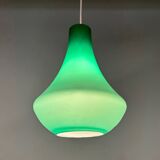 Lampe à Suspension française en Verre Opalin Vert, 1960s