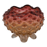 Bowl - glass pocket bowl with bubble decoration - Czechoslovakia, circa 19