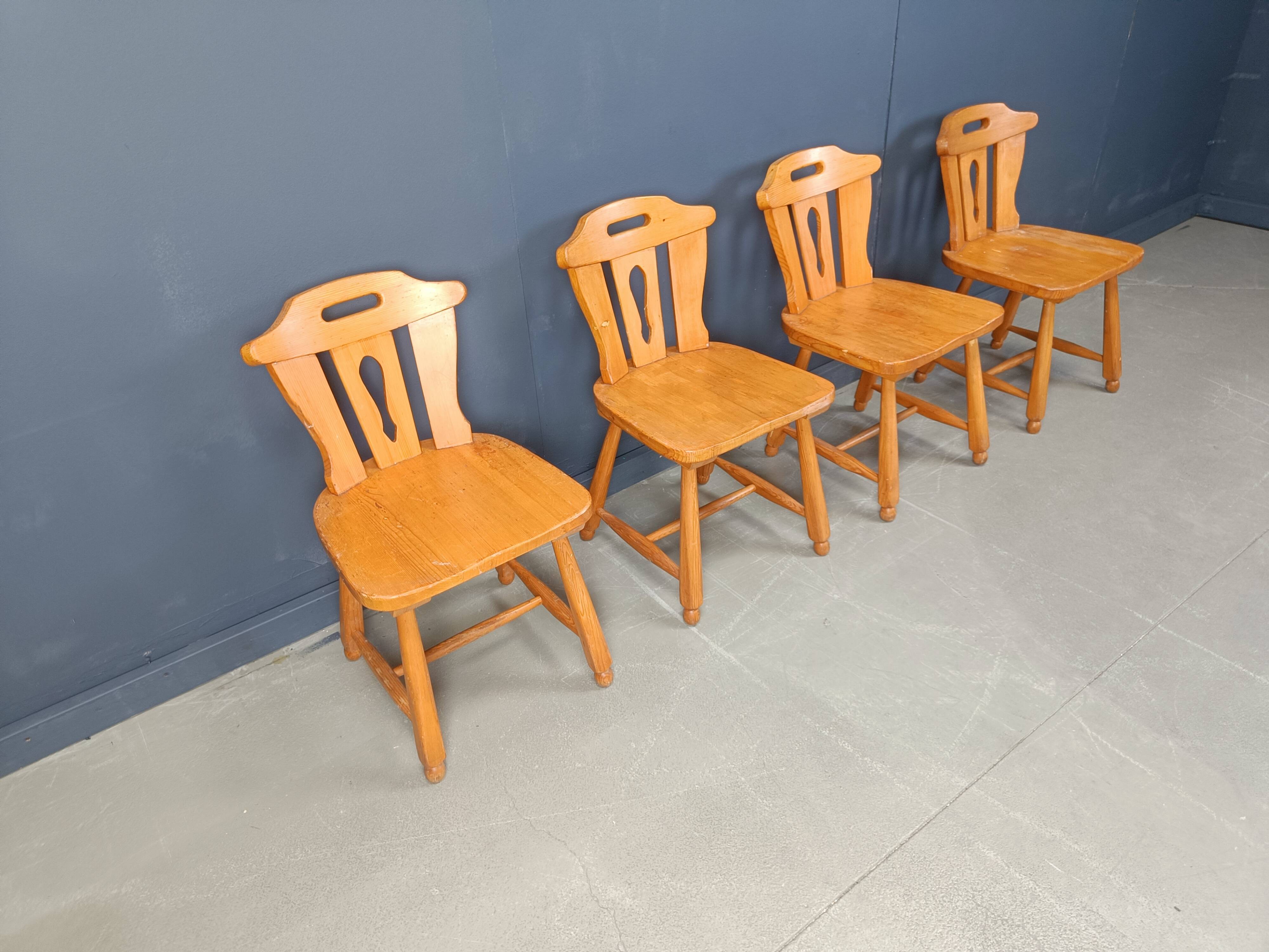 Mid century brutalist dining chairs, 1960s set of 4