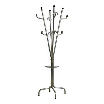 Postmodern Coat Rack with Four Arms, Umbrella Holder and Black Vinyl Spheres