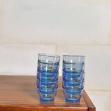 Set of 8 blue Arco France glasses.