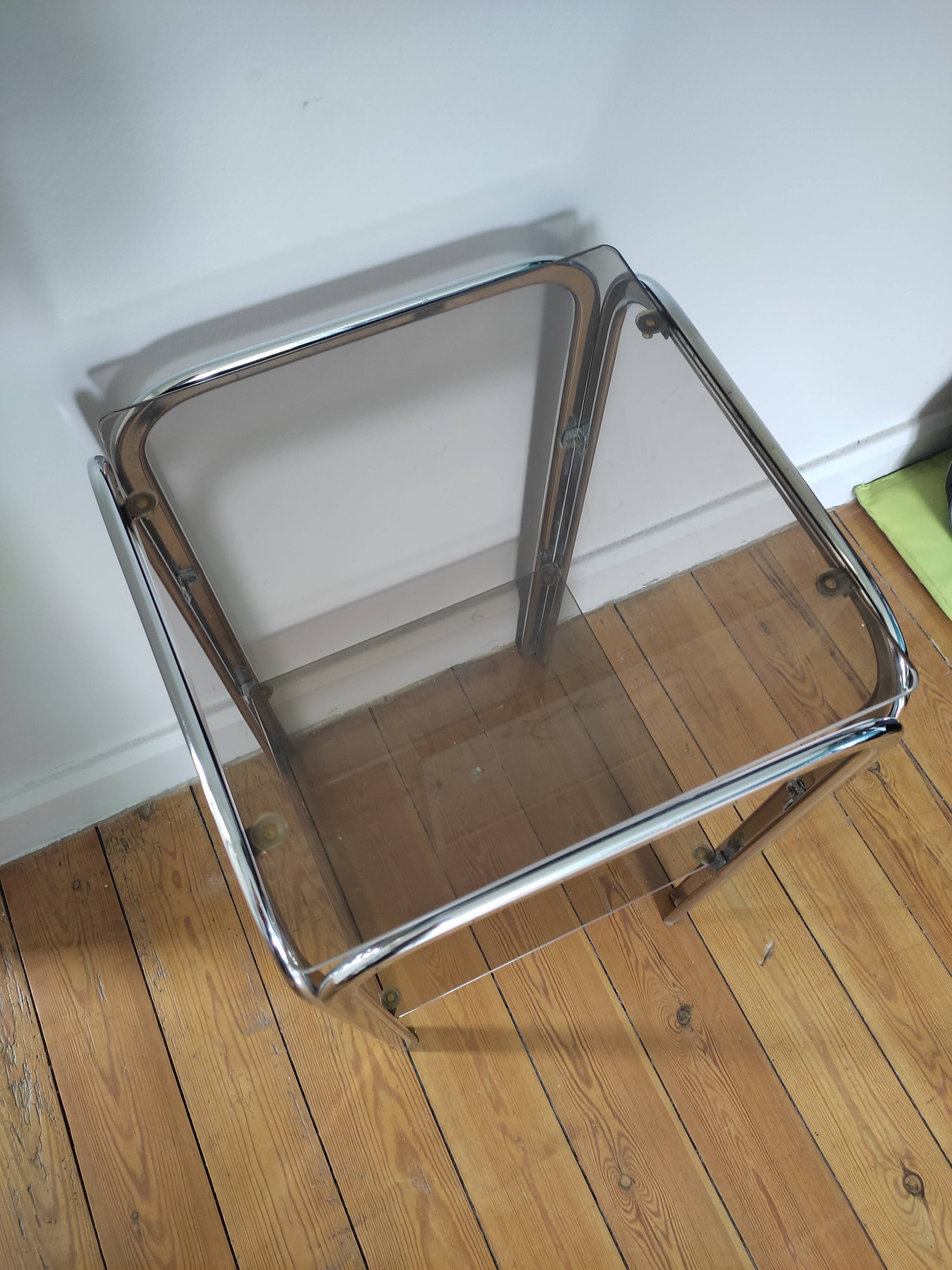 Vintage metal and glass console