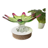 Sunburst shaped Murano centerpiece in lime green & fushsia  - Sommerso