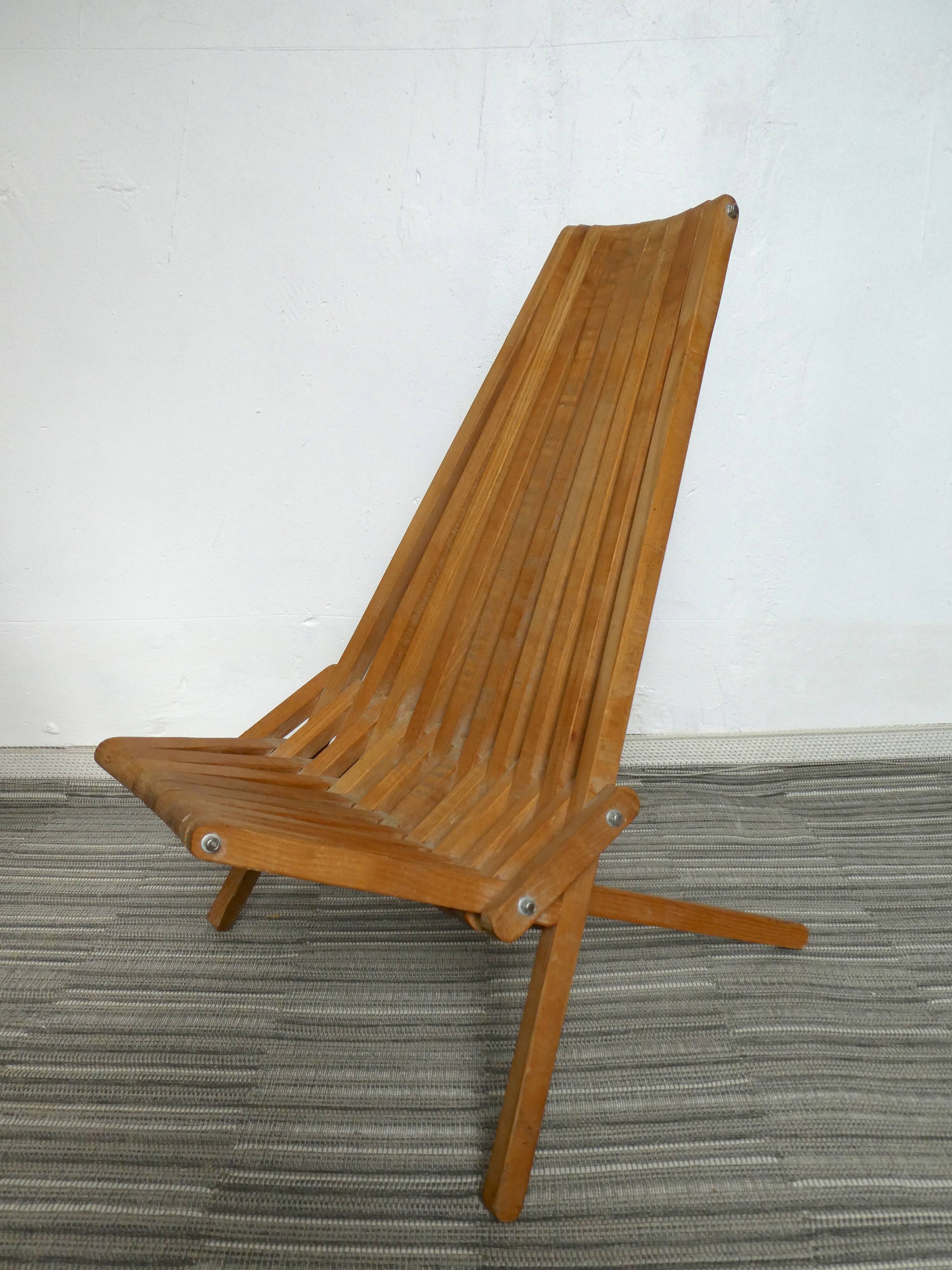 Armchair folding scandinavian teak 60 years