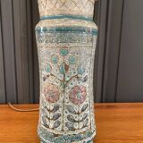 Ceramic lamp unique piece Danuta Le Henaff Larmor mid 20th floral