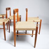 6 wood and rope chairs by Henry Klein for Bramin, 1960s
