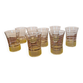Verres vintage années 70 décor doré et base granitée