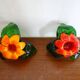 Paire de bougeoirs fleurs en verre Murano