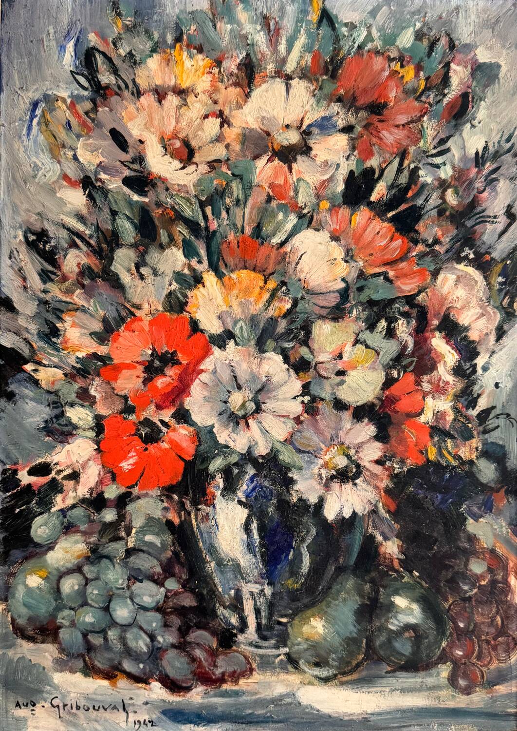 Still life painting signed Auguste Jean Gribouval (19th / 20th century)