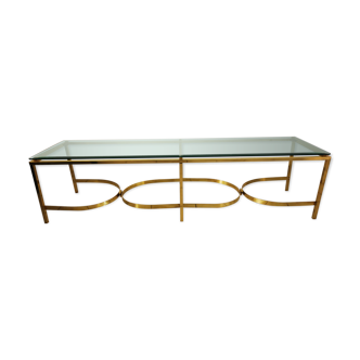 XXL Italian brass and glass low console 1960