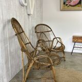 Pair of vintage rattan armchairs
