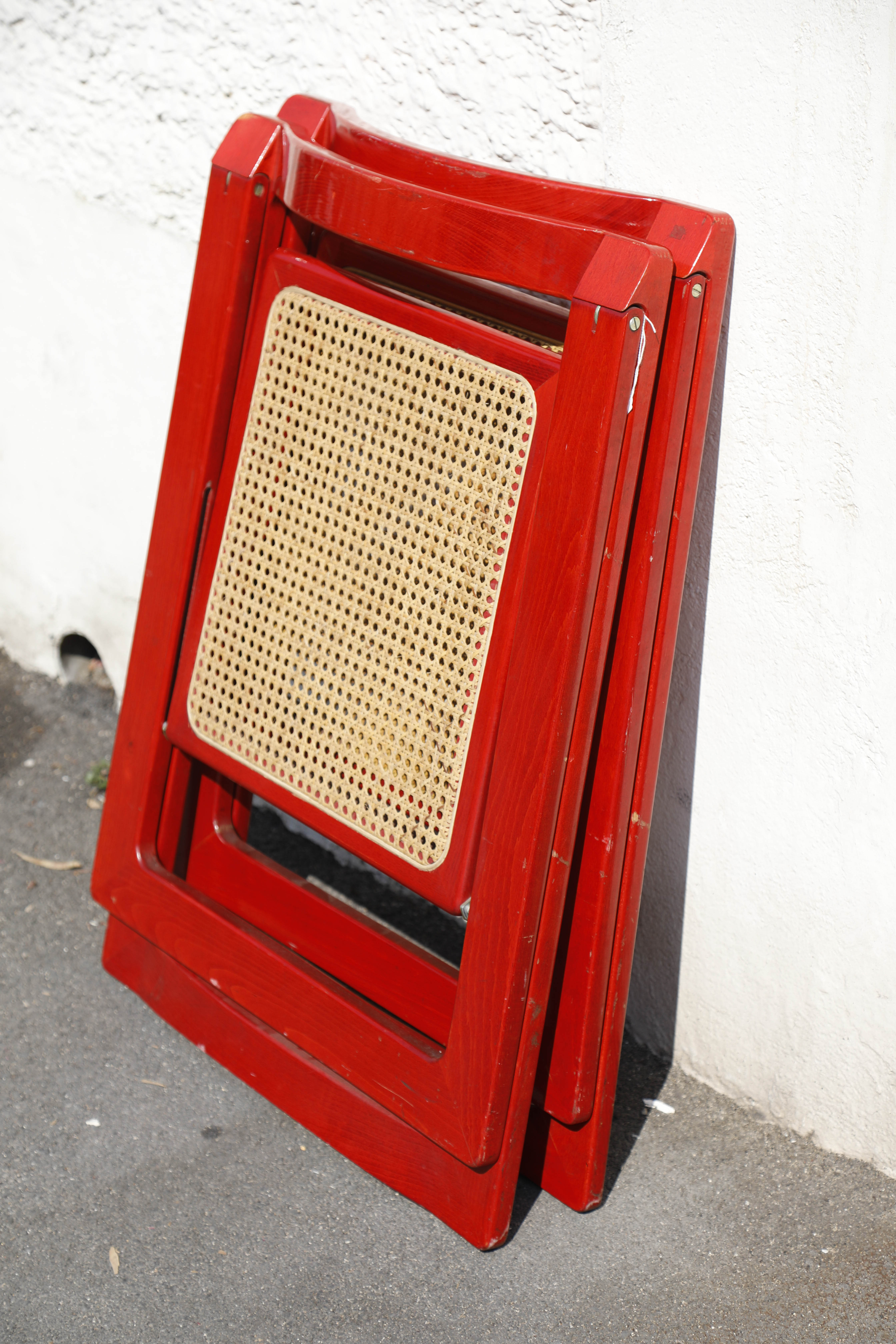 Pair folding canne chairs Bazzani 1960