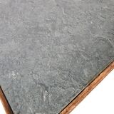 Vintage wooden table with a mint green top.