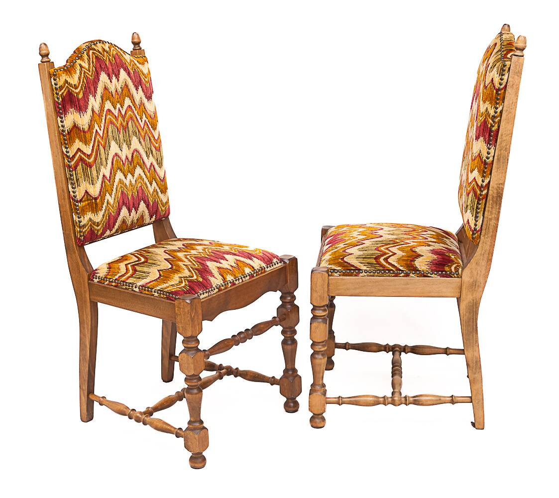 Set of 6 high chairs, Missoni fabric, 1950