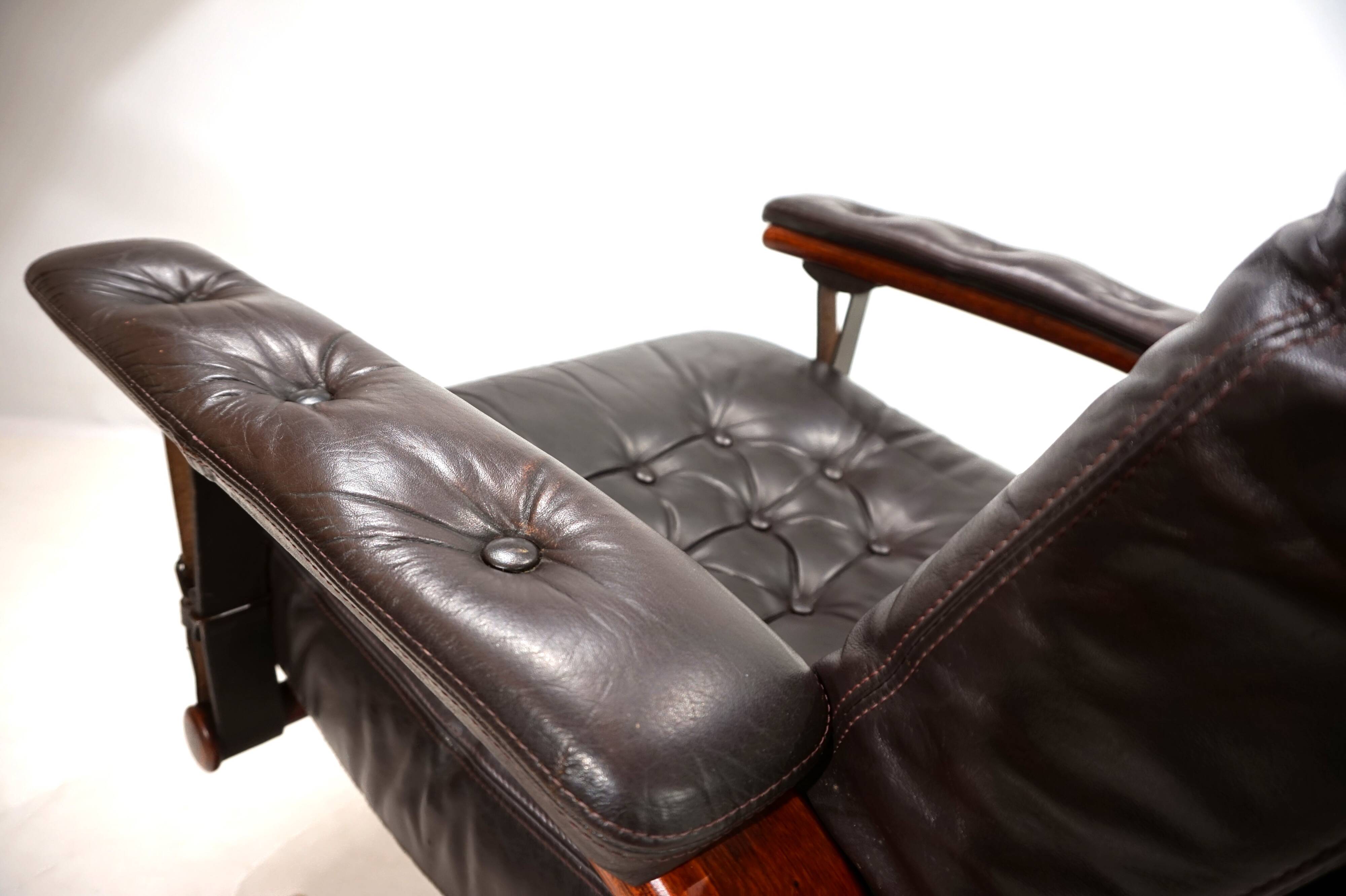 Westnofa Panter Leather Lounge Chair with Ottoman by Arnt Lande, 1970s