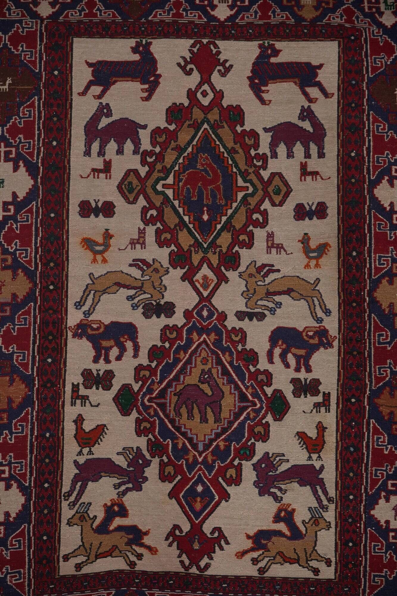 Vintage Turkish kilim handwoven 108x143 cm