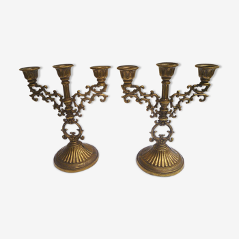 pair of old chandelliers type brass metal