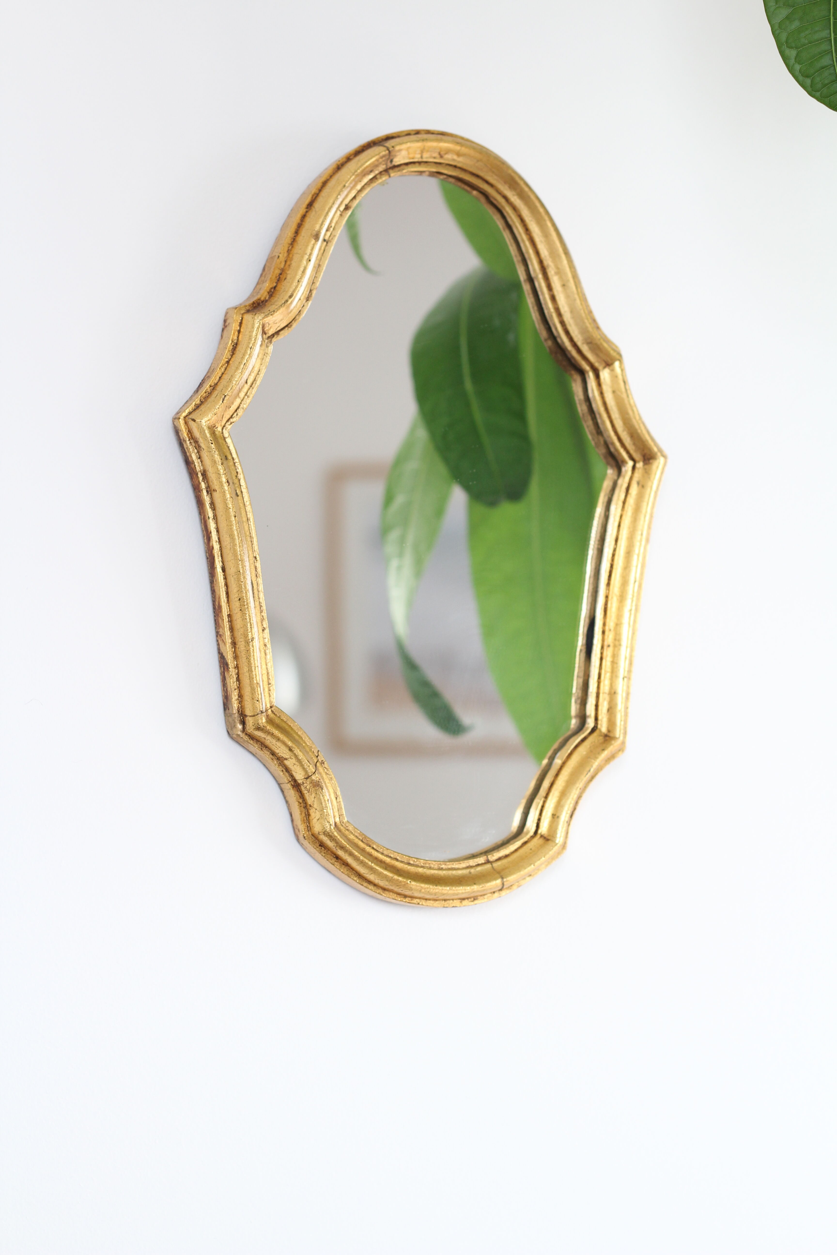 Gilded wooden mirror - 32x22 cm