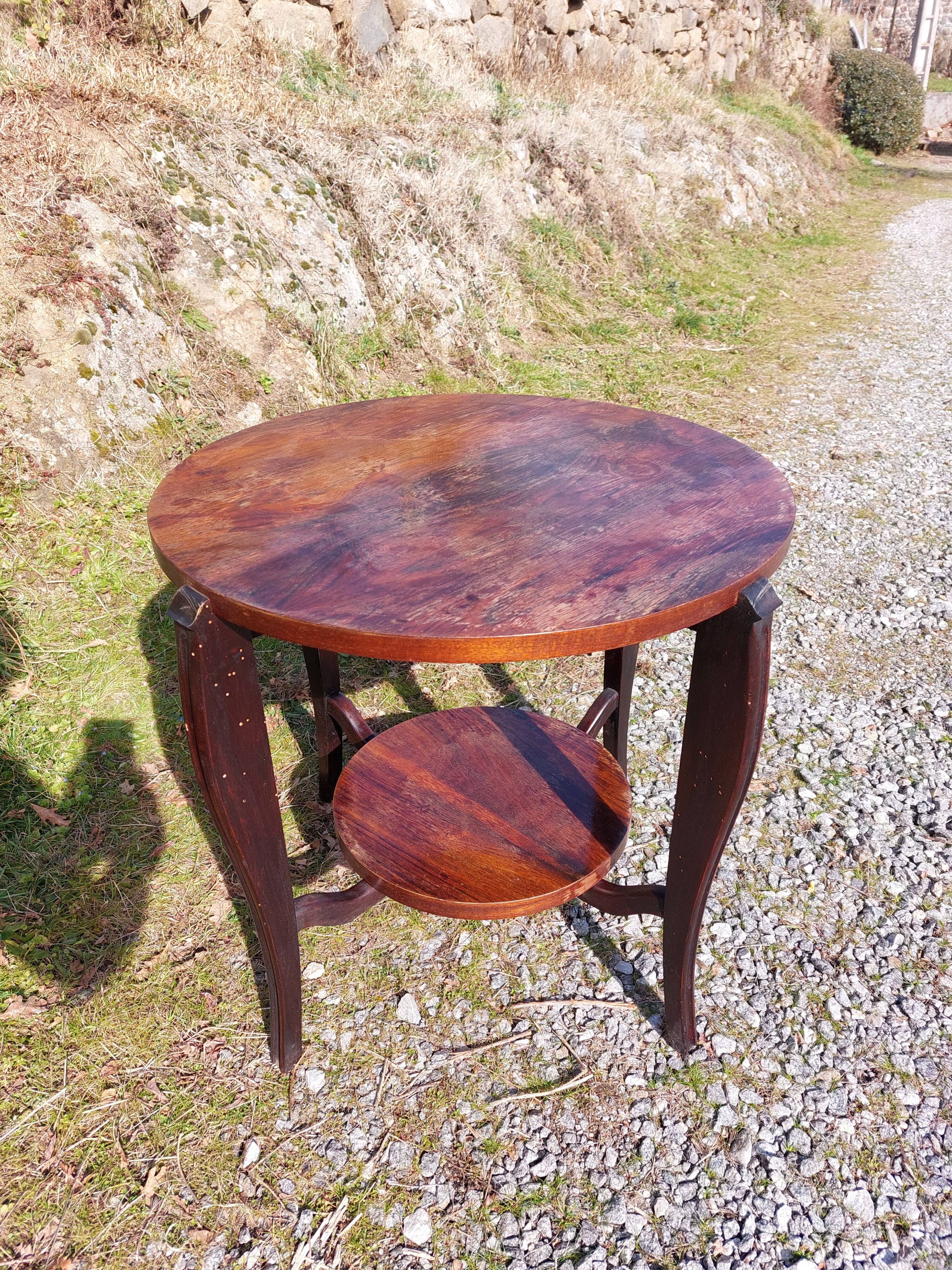 wooden pedestal table, two-tone, art deco