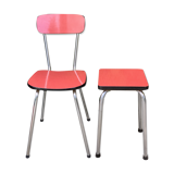 Red Formica chair and stool