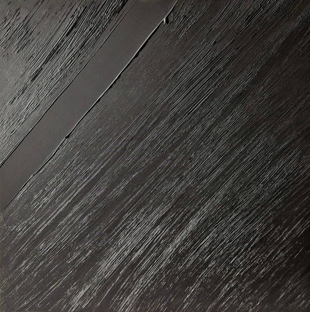 Monochrome black minimalist abstract painting