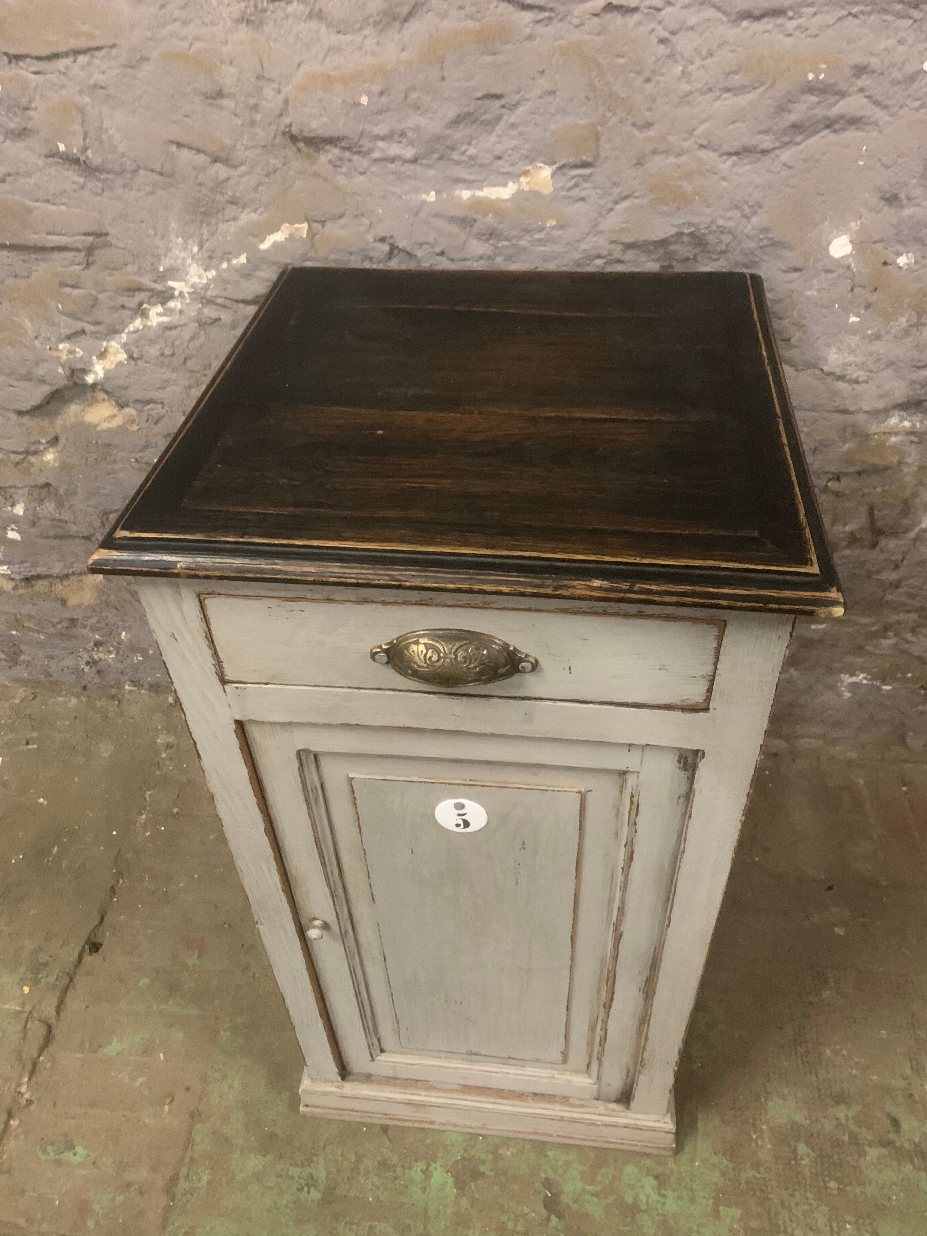 Old bedside painted oak 1920