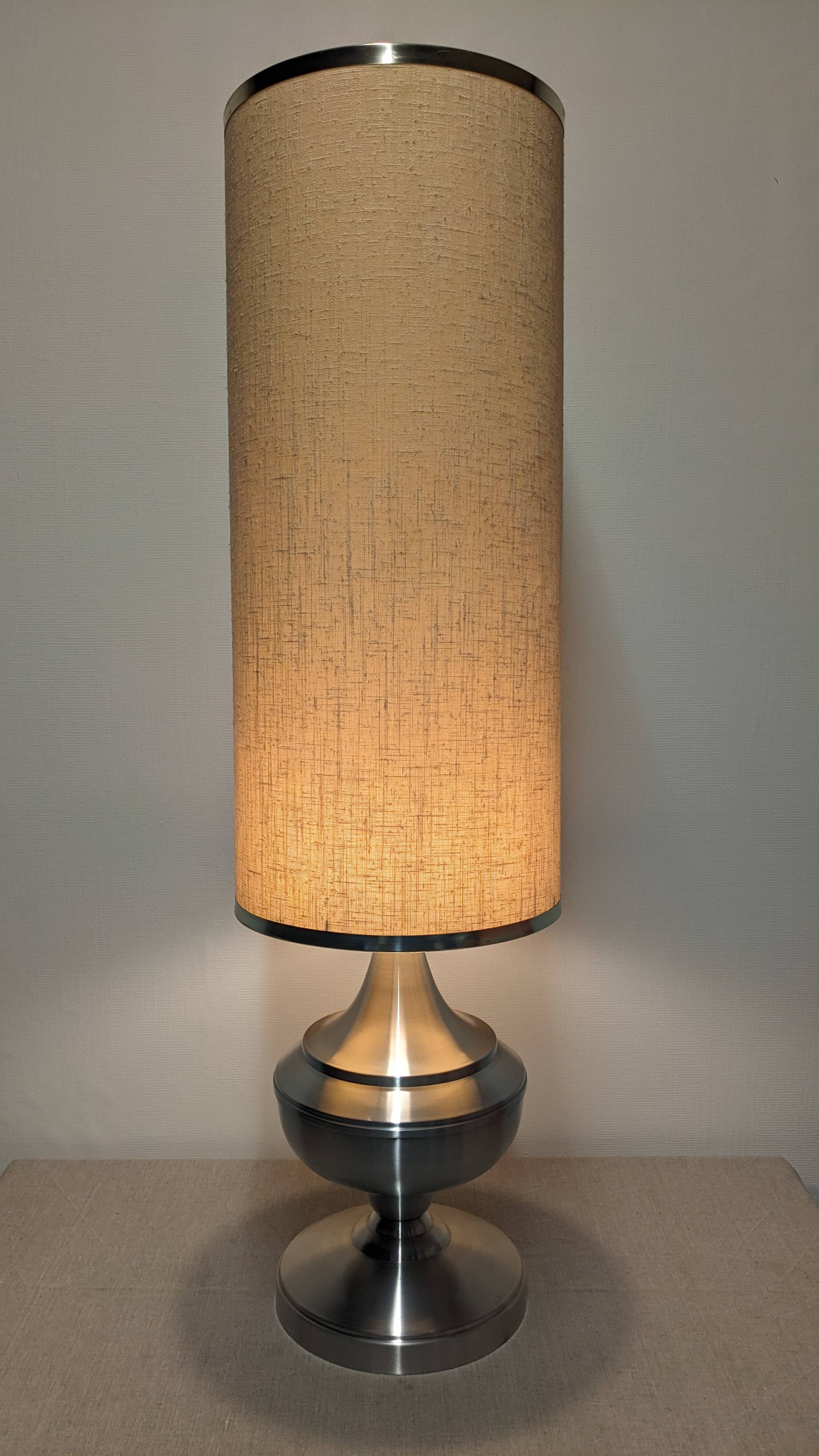 Space age XL living room lamp in brushed aluminium, France circa 1970.