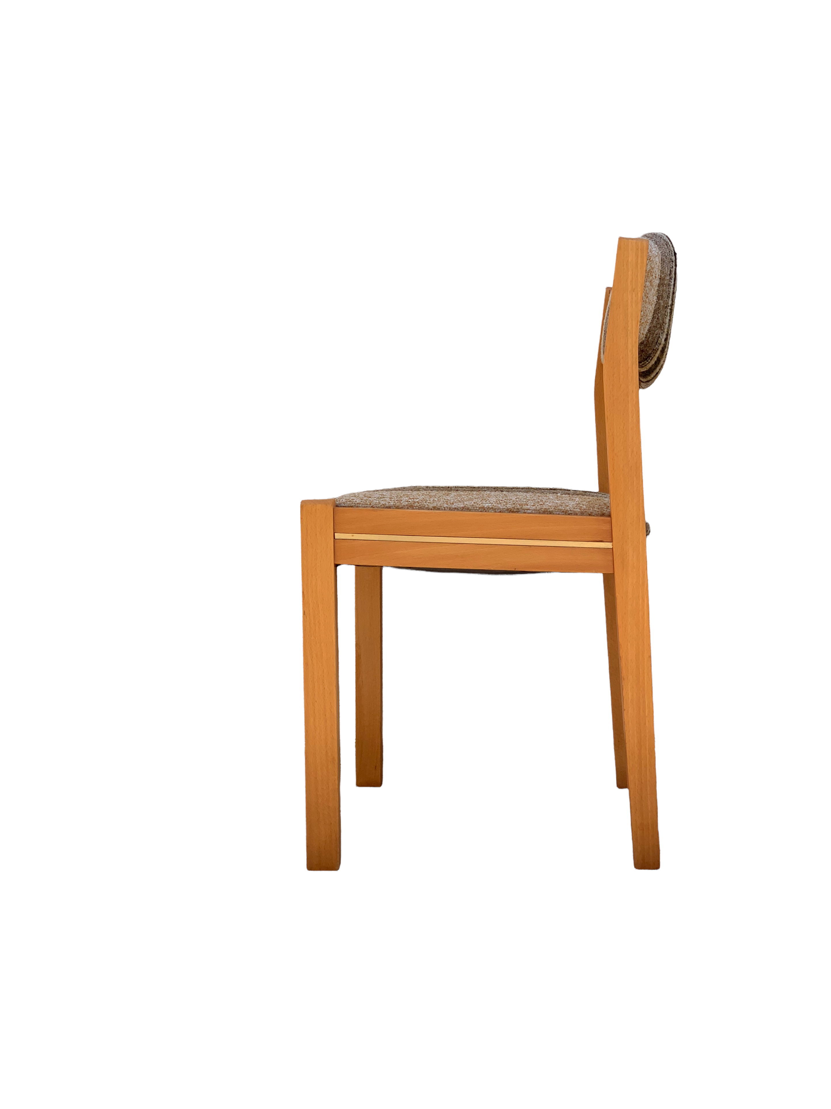 Suite of 4 chairs self beech brass and wool 1960