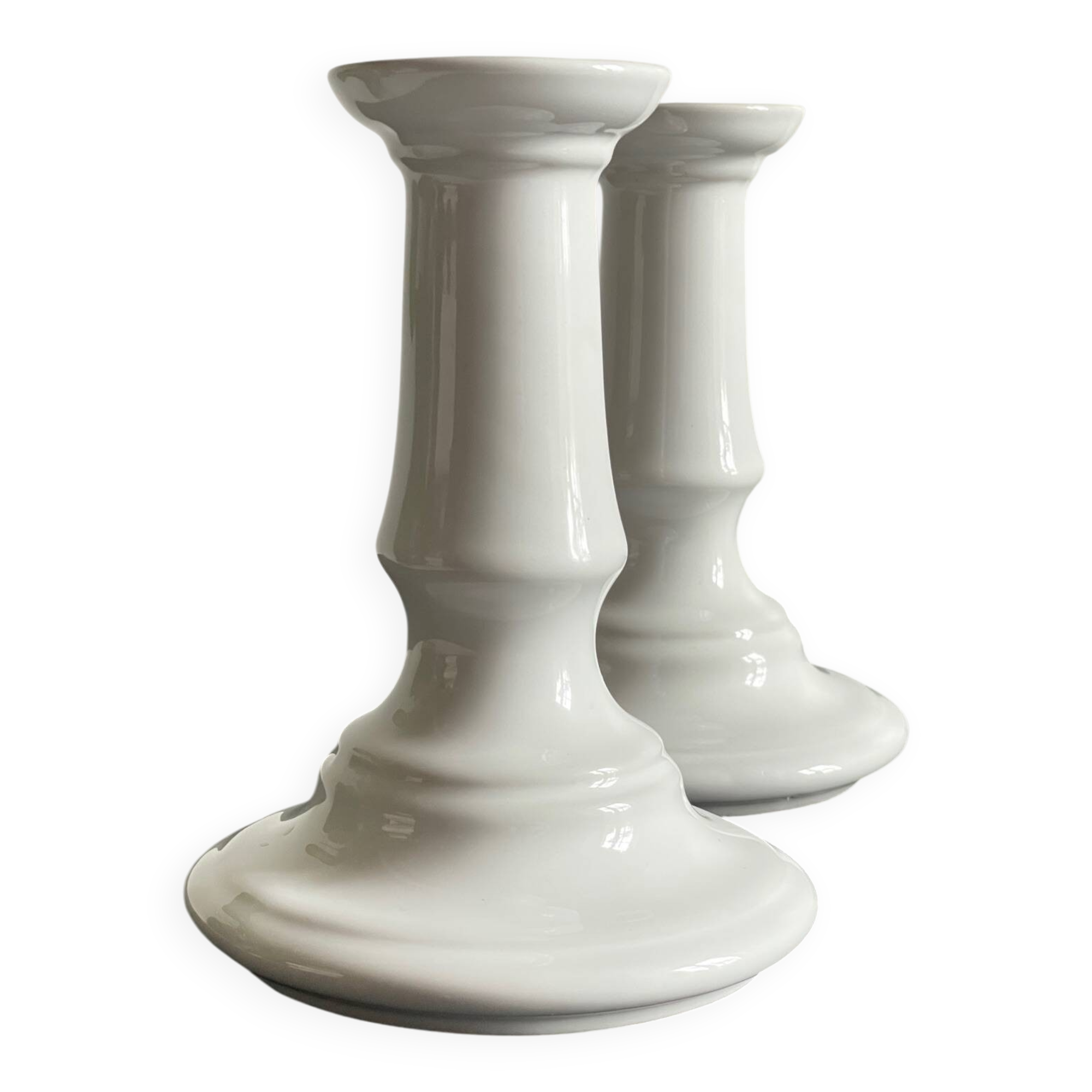 Antique White Ceramic Candlesticks