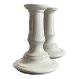 Antique White Ceramic Candlesticks