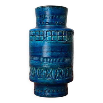 Mid-century Italian Rimini Blu ceramic vase by Aldo Londi for Bitossi.
