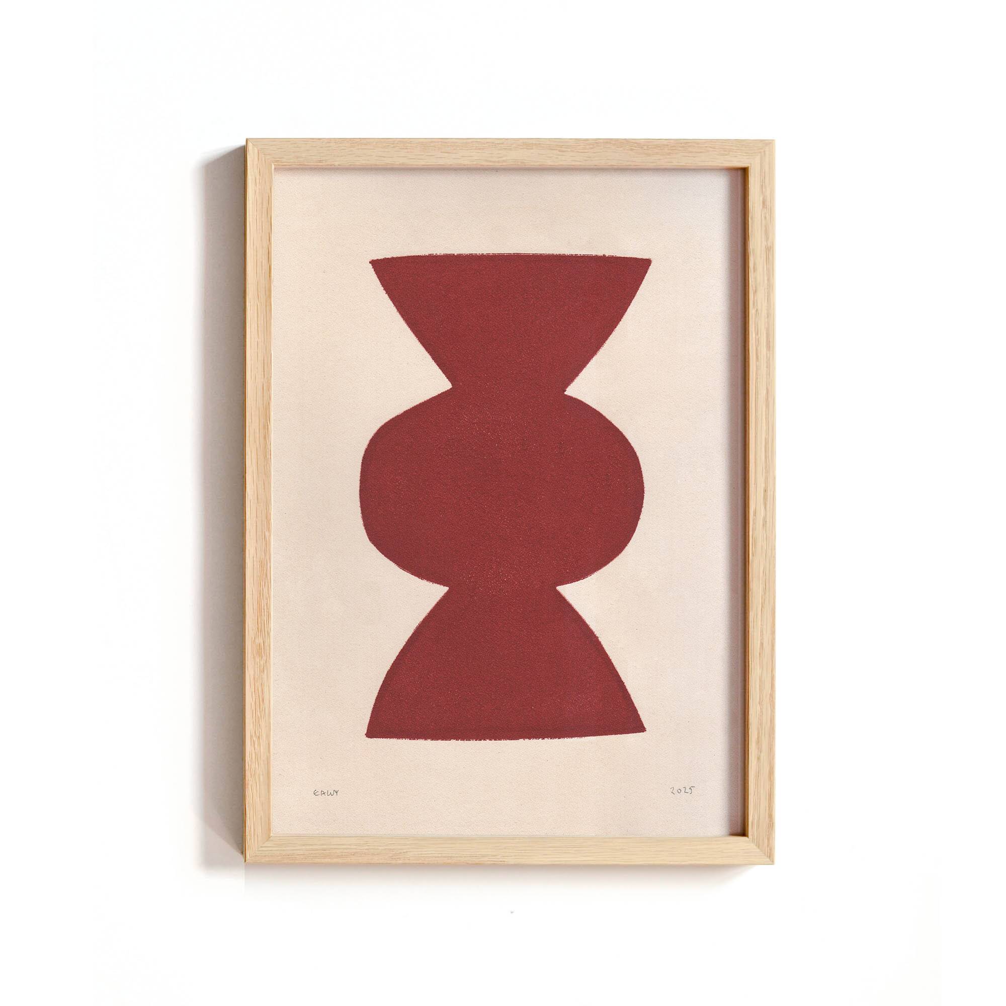 Collection of 4 abstract burgundy paintings signed Eawy