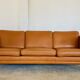 Vintage Danish mid-century Morgans Hansen cognac 3-seater sofa