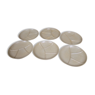 Lot of six fondue stoneware plates