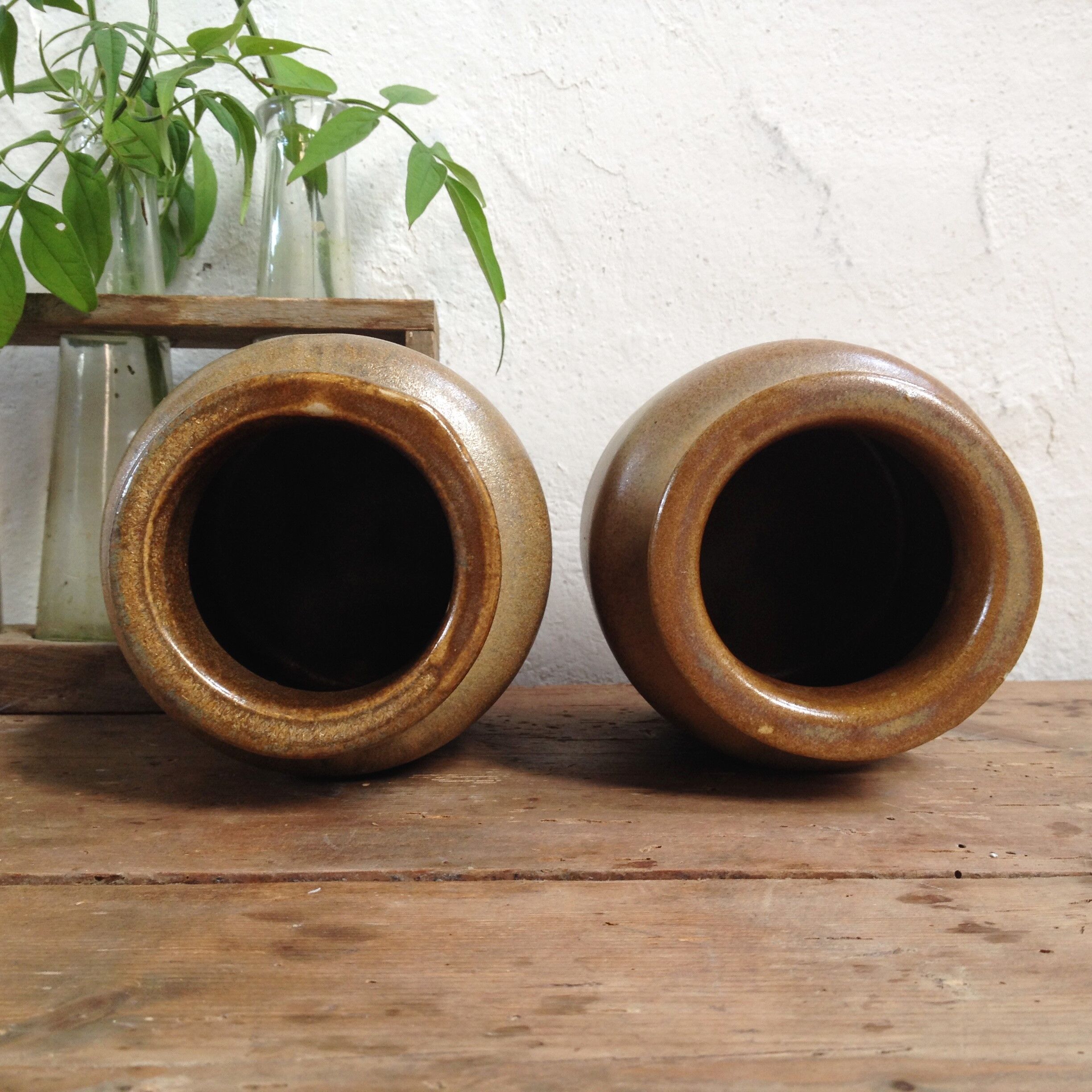 Pair of sandstone pots