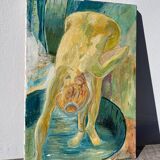 Tableau ancien huile sur toile nu féminin