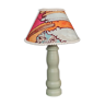 Wooden lamp foot made by cabinetmaker and abbat day fabrics Lalie Design