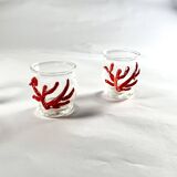 Glass verrines with coral decorations