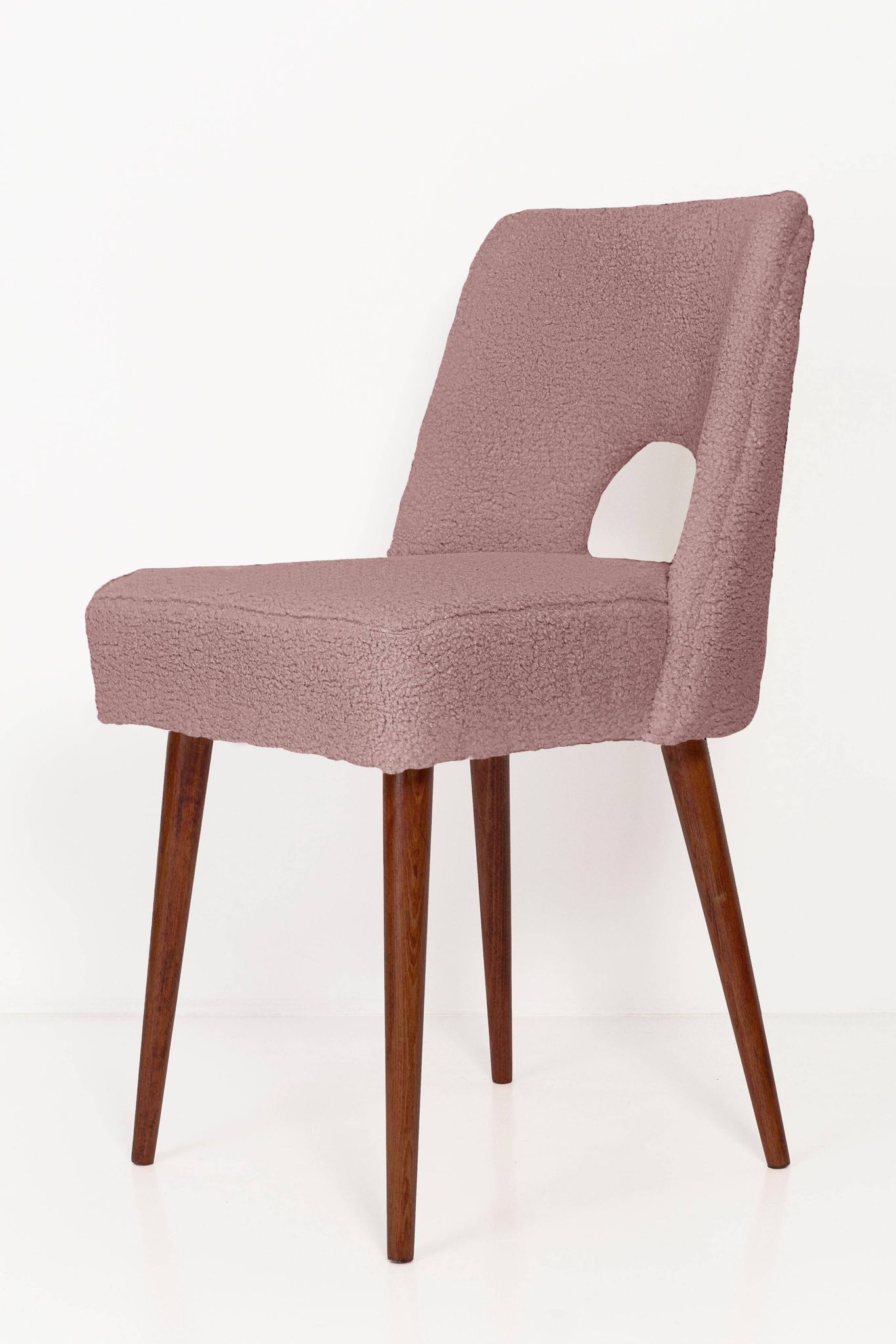 Chaise coquille en bouclé rose, années 1960