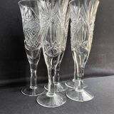 Champagne flutes, cut crystal, bohemian
