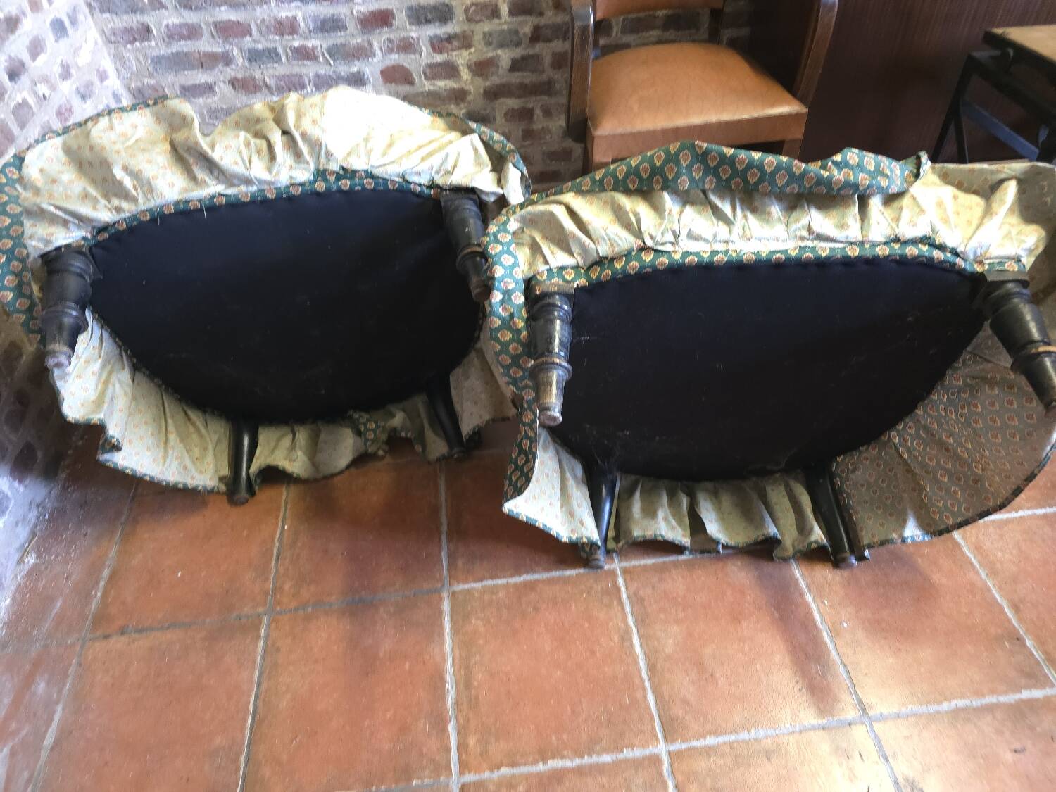 Pair of Napoleon III toad armchairs
