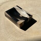 Symmetrical multicolored petrified wood soap dish