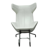 Chaise longue walk avec repose-pieds en cuir blanc par alfredo häberli pour moroso, italie, v.