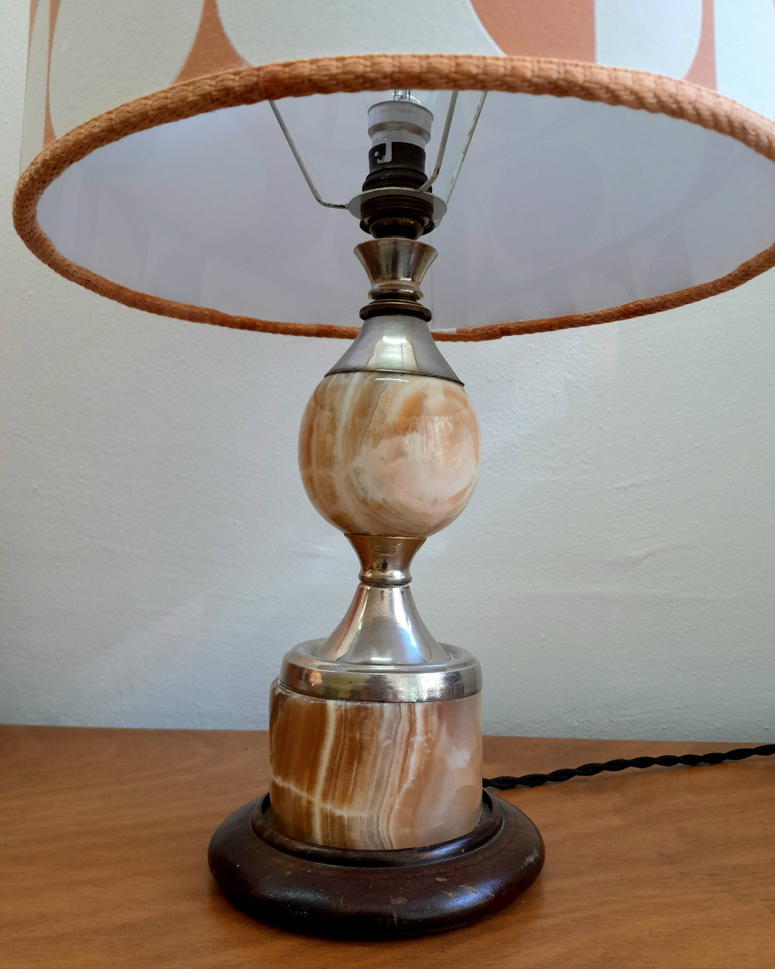 Vintage marble lamp and handmade lampshade