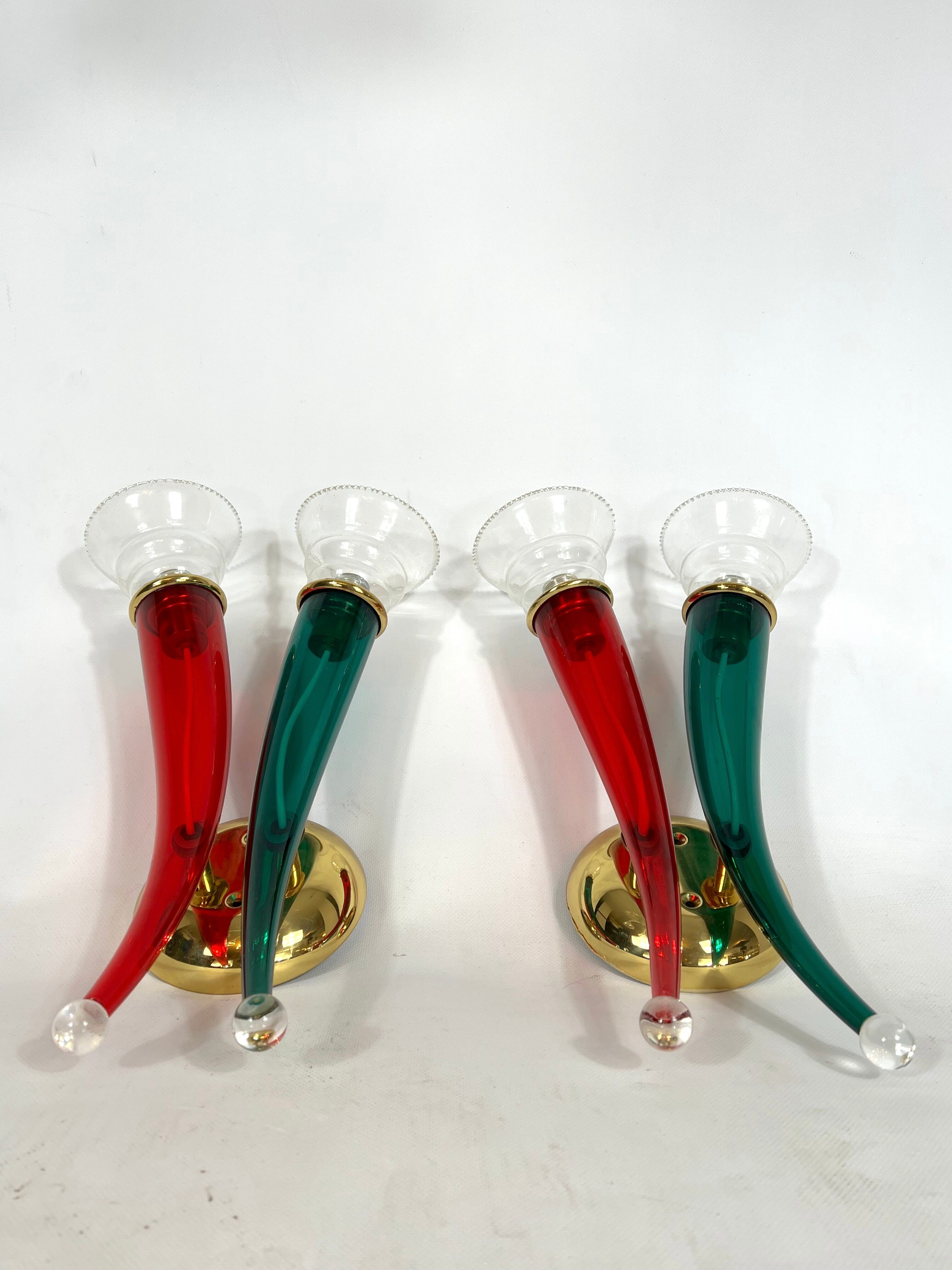 Vintage Pair of Murano glass sconces signed by VeArt, Italy 1970s