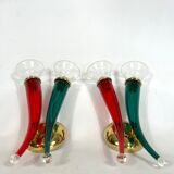 Vintage Pair of Murano glass sconces signed by VeArt, Italy 1970s