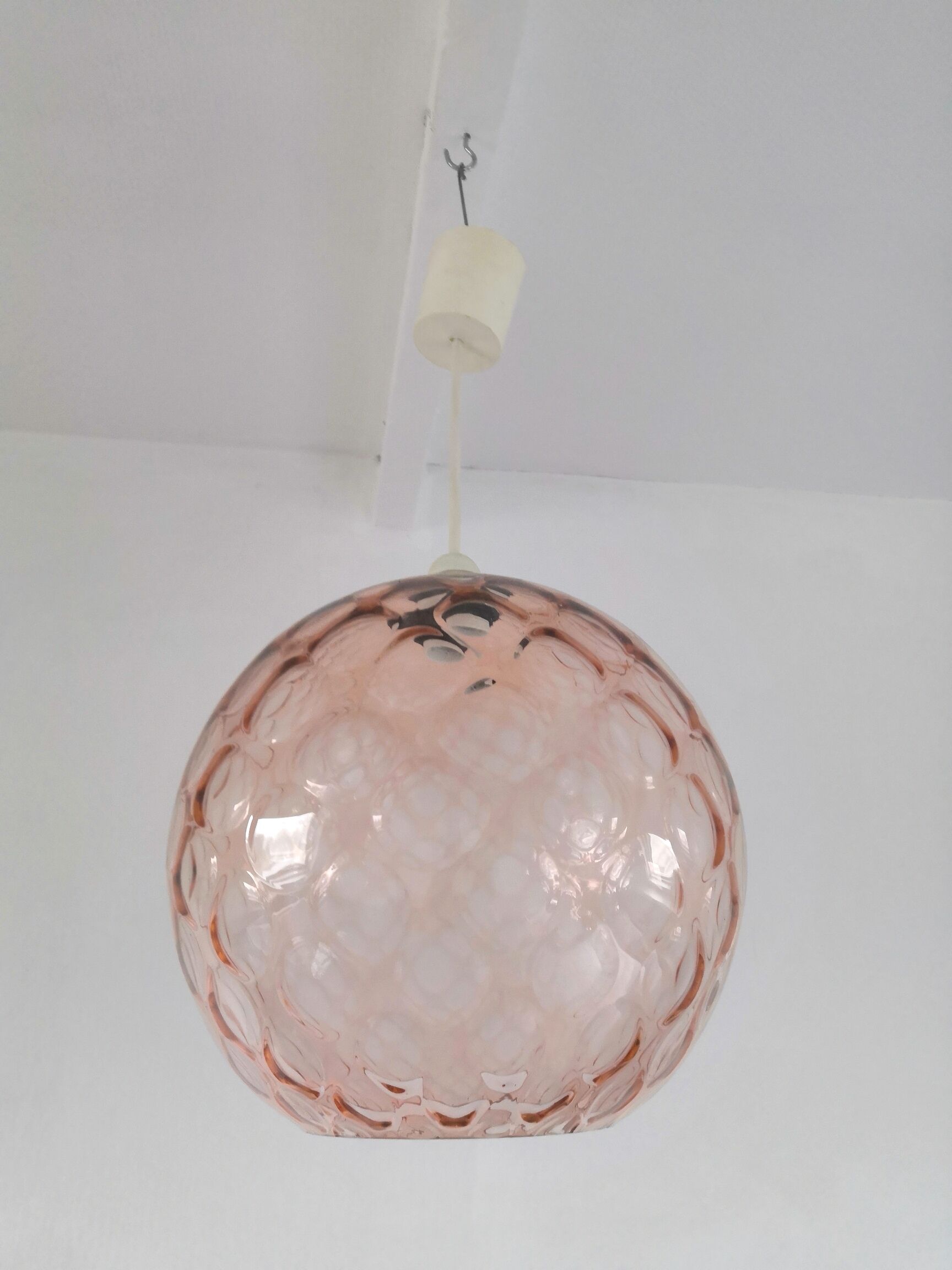 Suspension in bubble glass pink design 70s