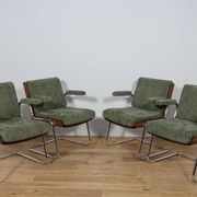 Chrome and Teak Chairs by Gordon Russell, United Kingdom, 1970s, Set of 4