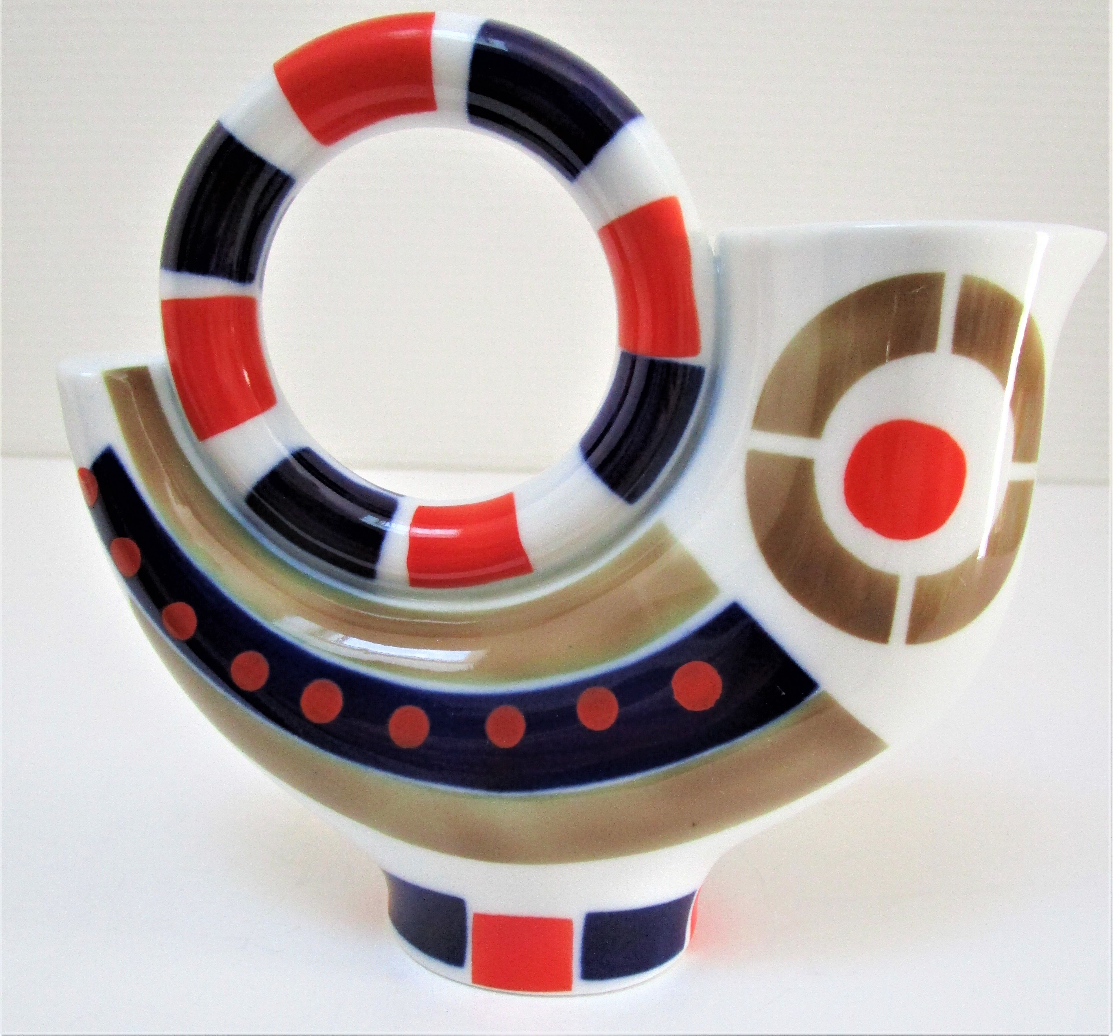 Zoomorphic pitcher vase rooster porcelain design vintage